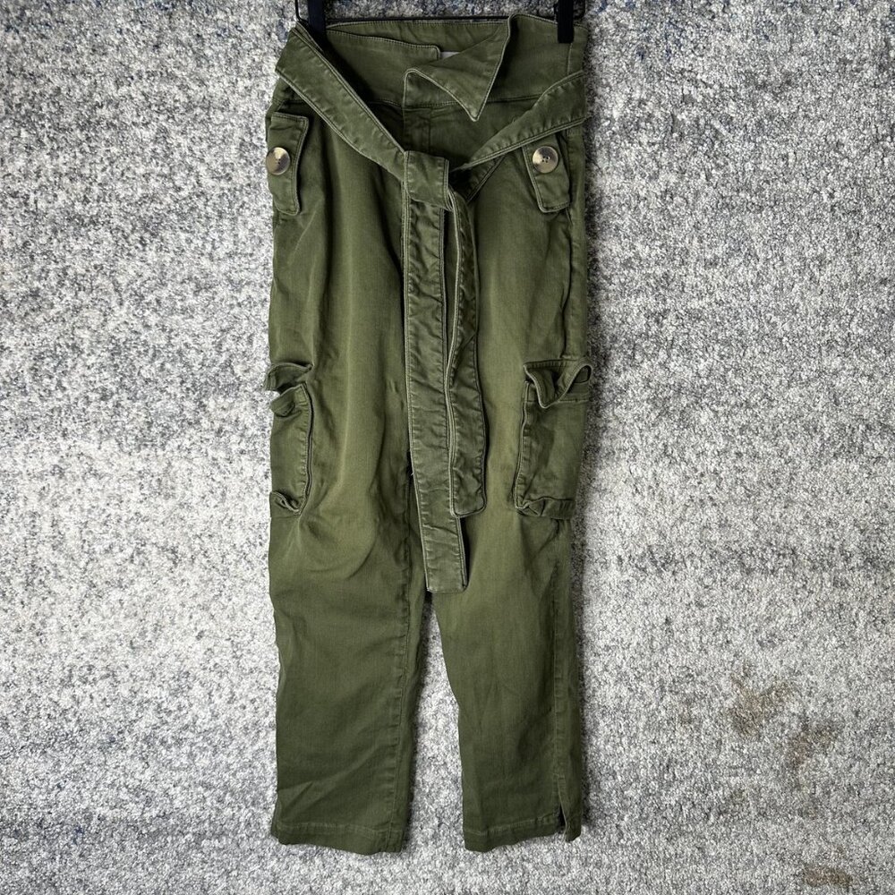 Pink Filosofy Pants Womens Small‎ Olive Green Cargo High Rise Belted Utility